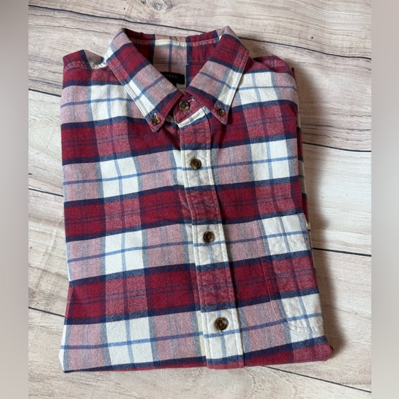 J. CREW Men's Red Plaid Shirt with Elbow Patches/size L - Picture 3 of 7